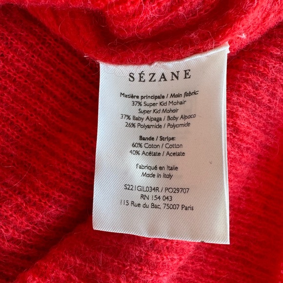 Sezane Red Wool Gaspard Cardigan Sweater Size Small NWOT - Picture 5 of 9